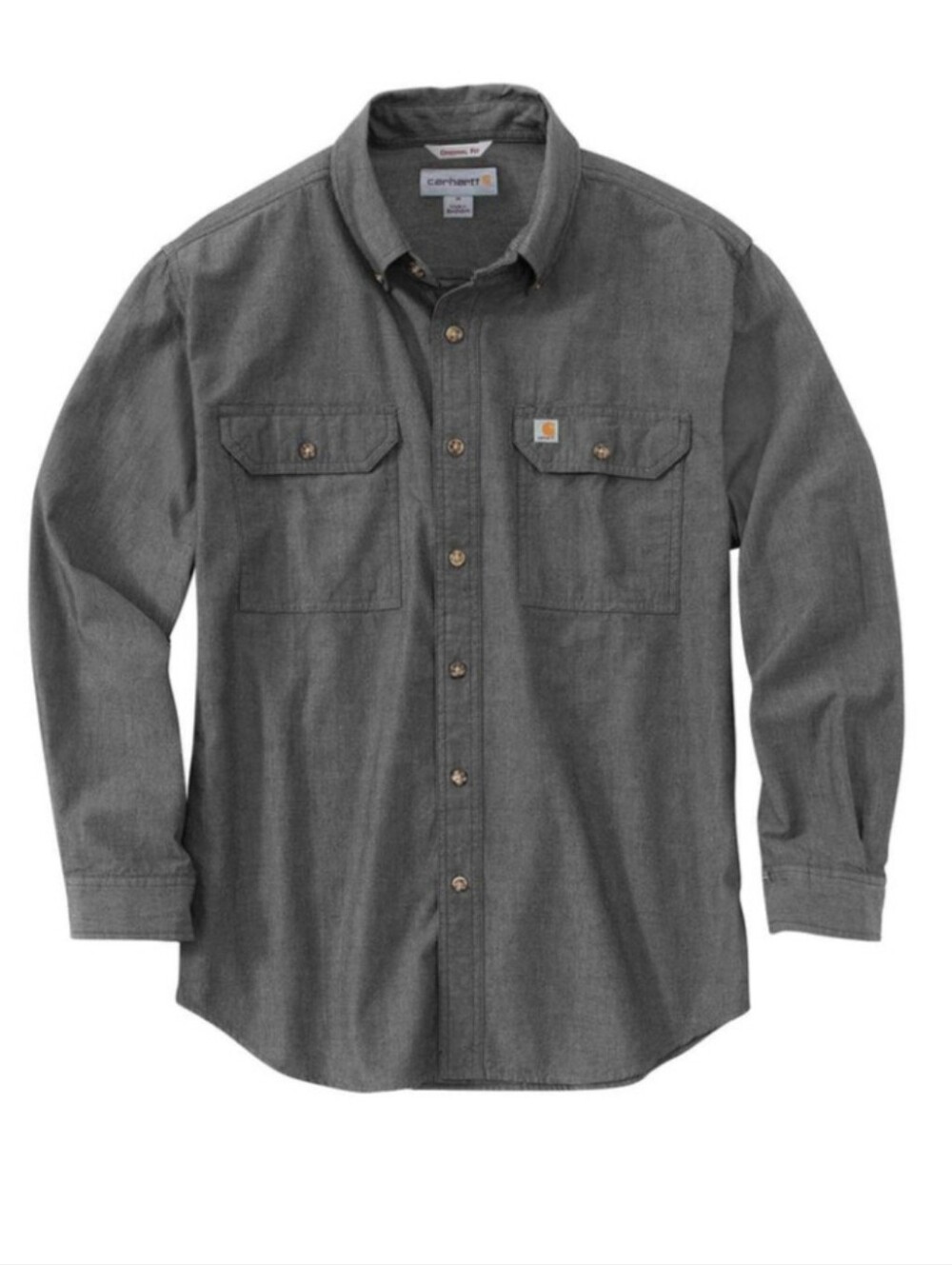 Carhartt Men's Original Fit Midweight Solid Long-Sleeve Gray Work Shirt Size XL